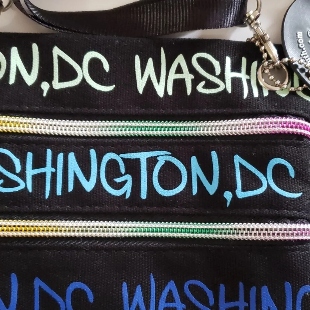 Robin Ruth Washington DC Mini Crossbody Bag Purse Black Rainbow Zipper